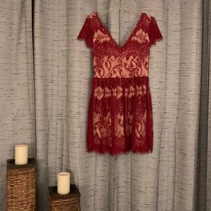 Maroon lace dress